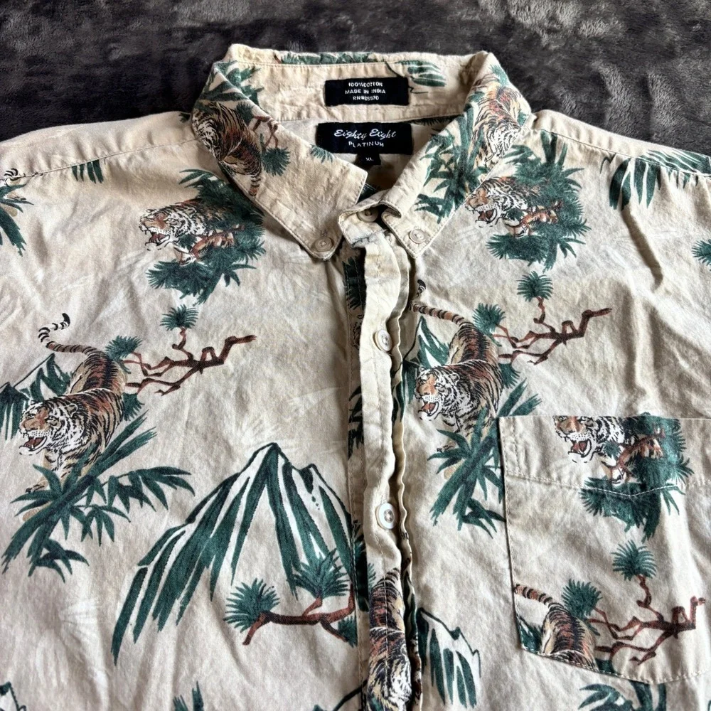 Eighty‎ Eight Platinum Mens XL Tiger Mountain Pine Tree Cotton Button Down Shirt